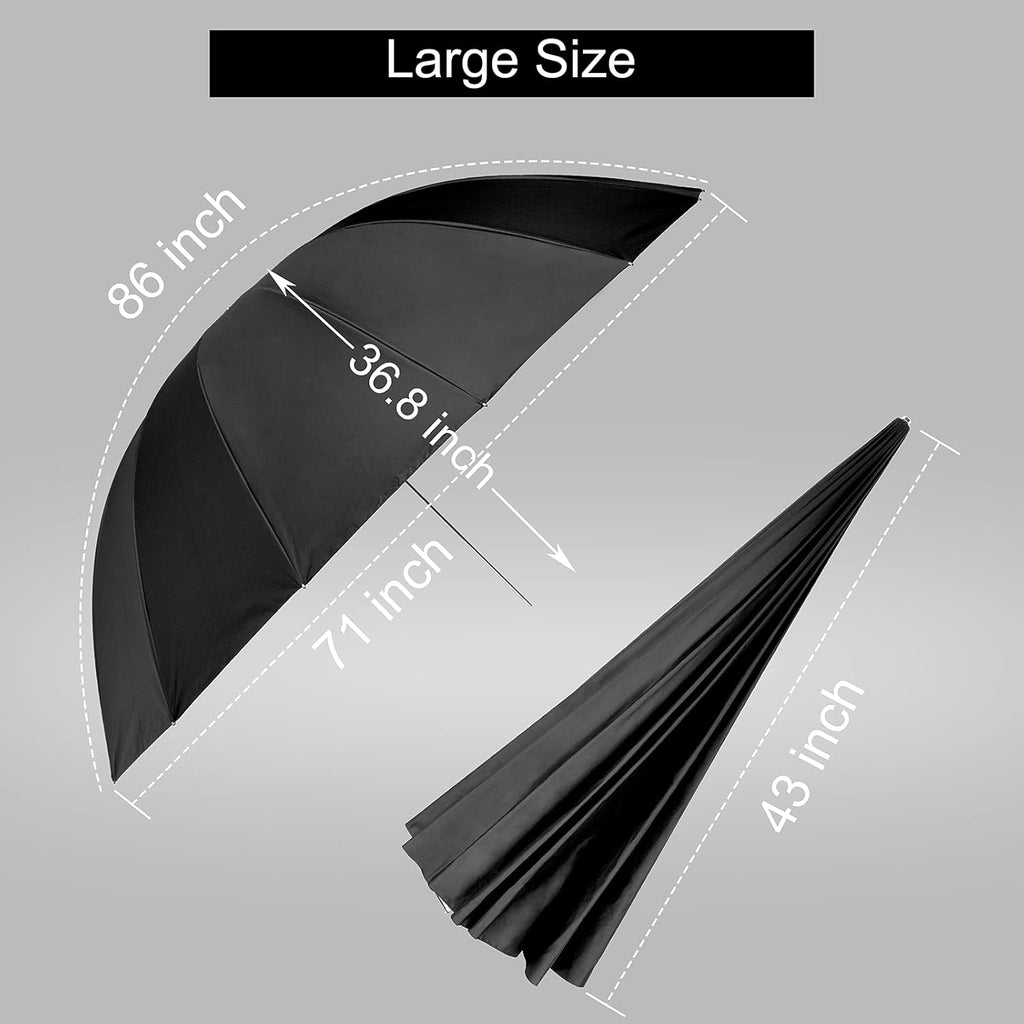 Black/Silver 71/180cm Large Reflective Umbrella with Carrying Bag Q93440
