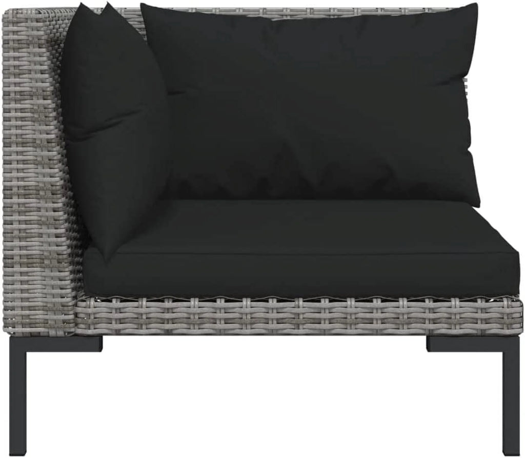 14 Piece Patio Lounge Set with Cushions Poly Rattan Dark Gray E18819