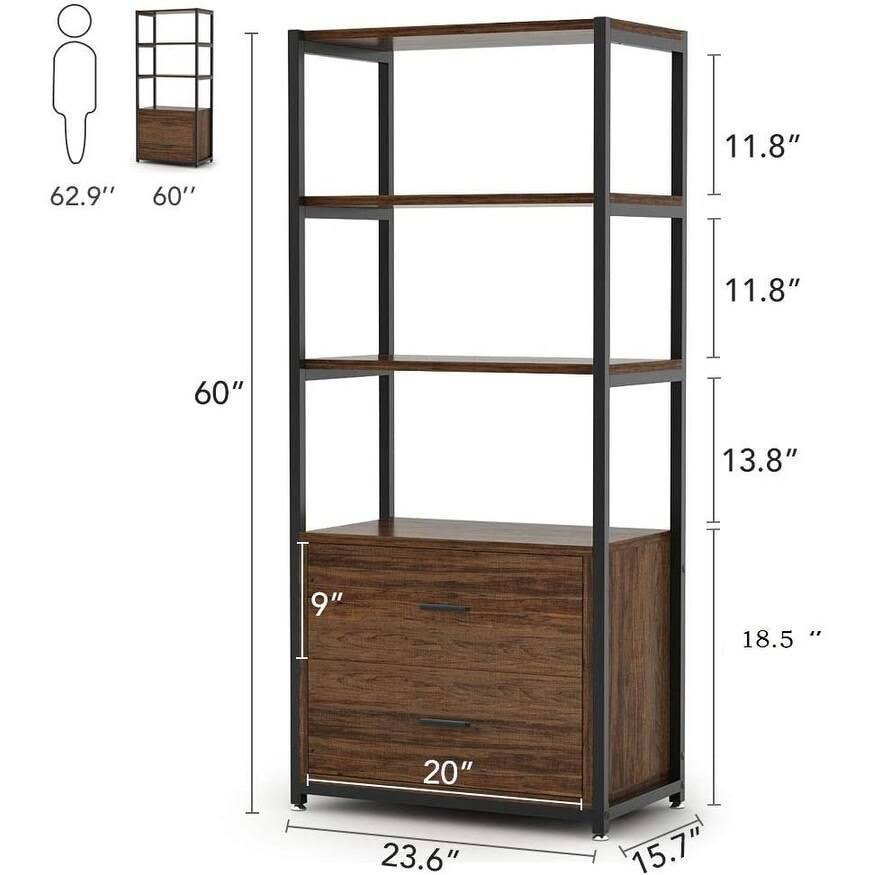Vintage Etagere Bookcase with Drawers Y3667