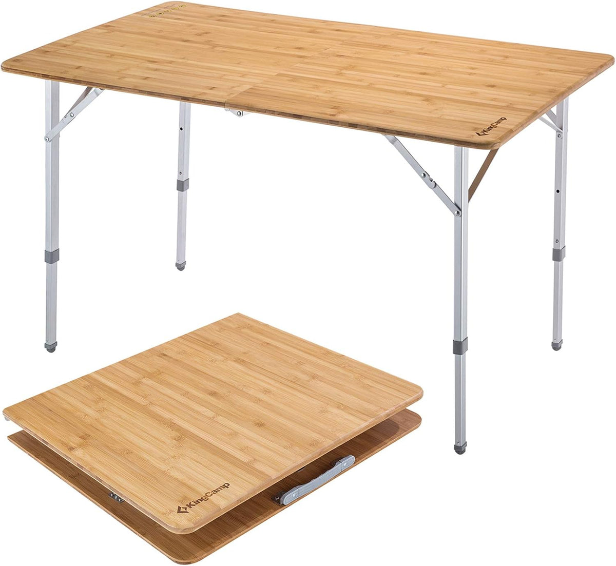 Bamboo Folding Table with 4-Folds Aluminum Frame Camping Table in Carry Bag A5894
