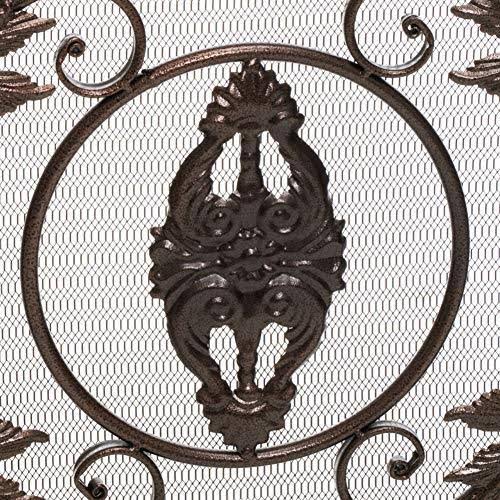 Black Gold Finish Floral Iron Fireplace Screen Y14692