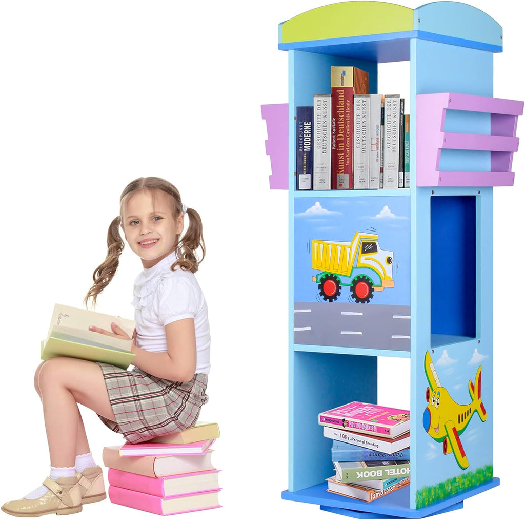 Pink Rotating Bookshelf Toy Organizer J89308