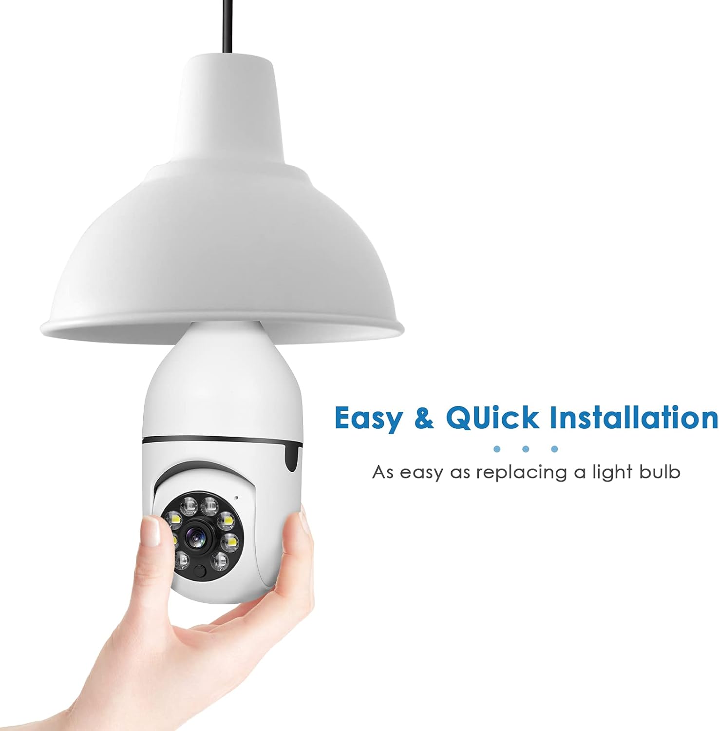 E27 Bulb 1080P Security Camera, PTZ 360 Degree Panoramic Wireless WiFi, Two Way Audio, 32G Memory Card Pack of 2 X2023