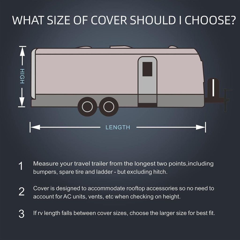 Heavy Duty 6 Layers Windproof Waterproof Camper RV Cover with 4 Tire Covers and 2 Tongue Jack Cover L370