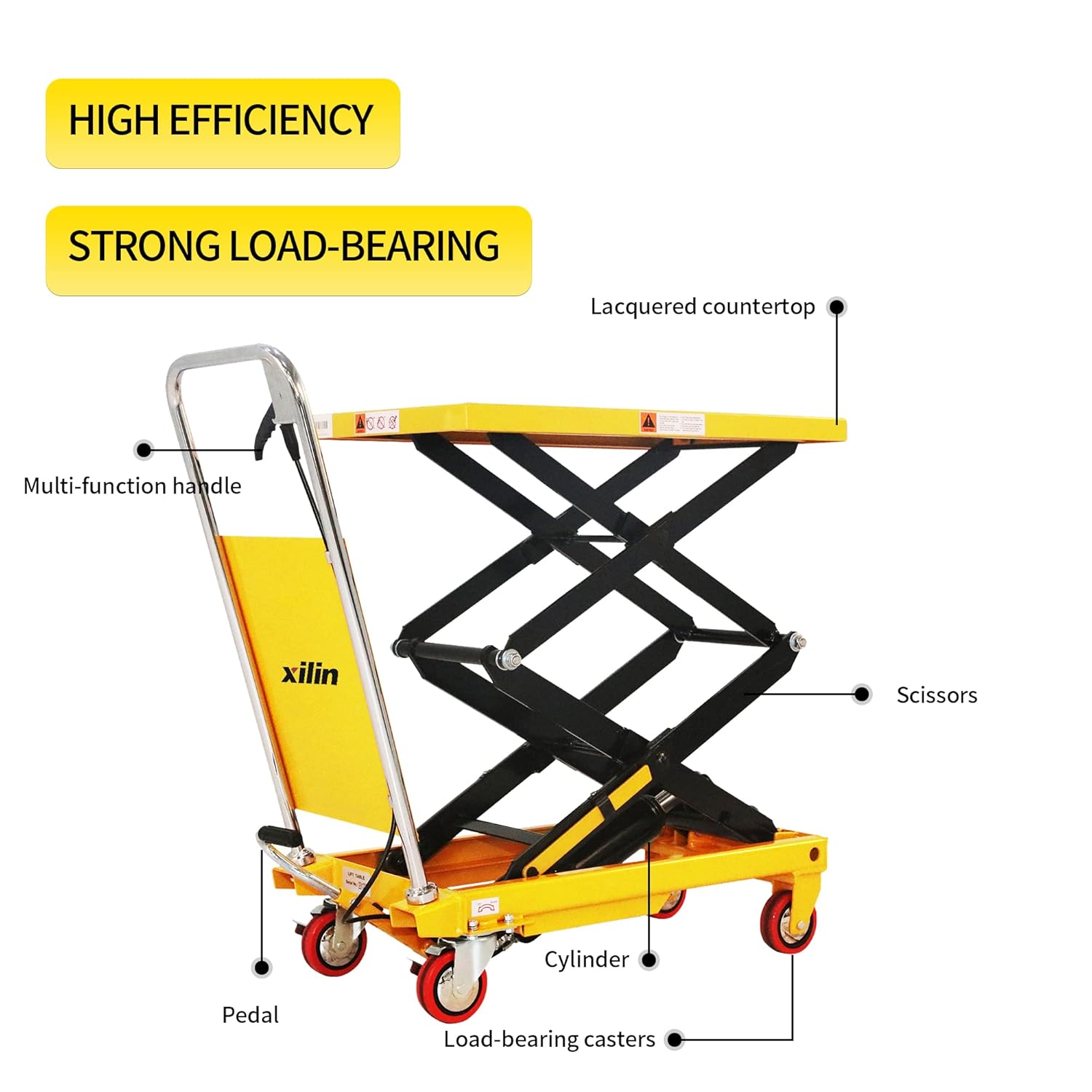 Manual Hydraulic Lift Table Cart Double Scissor 330lbs Capacity 43.3 Lifting Height U60532