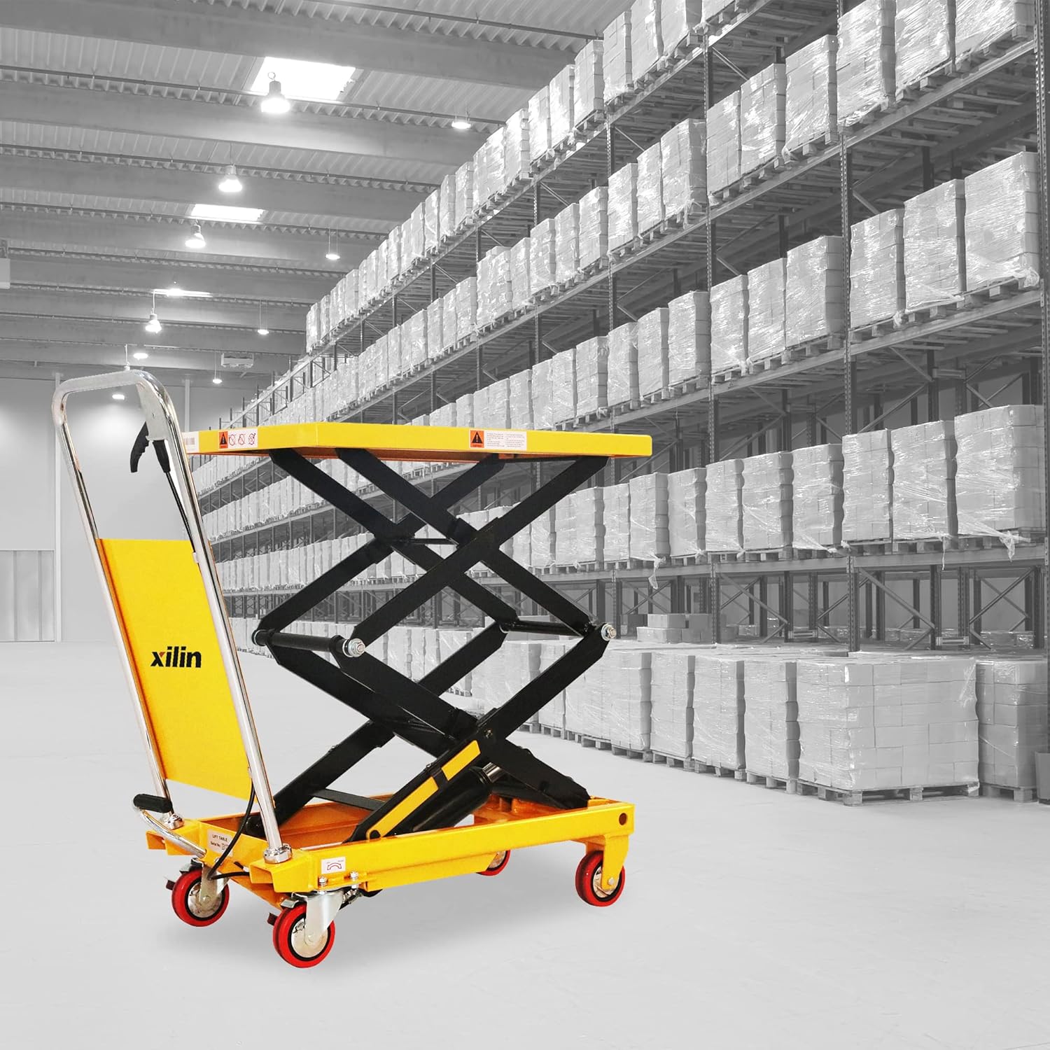 Manual Hydraulic Lift Table Cart Double Scissor 330lbs Capacity 43.3 Lifting Height U60532