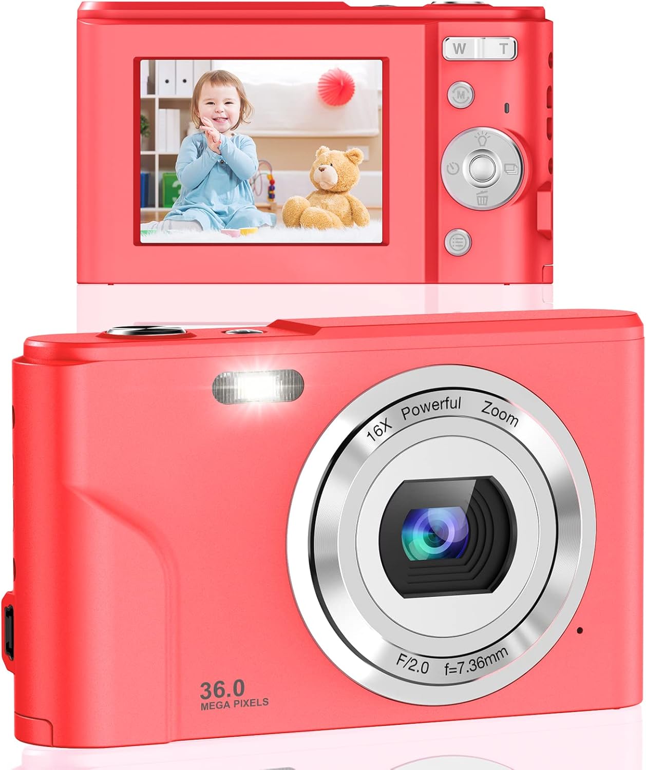 1080P Mini Digital Camera 36MP 16X Zoom Rechargeable Point and Shoot Camera (2.4 inch Blue) Pack of 2 P15898