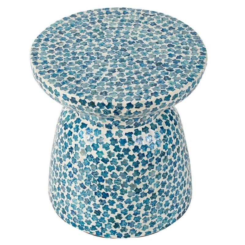 Blue Capiz Stool H52182