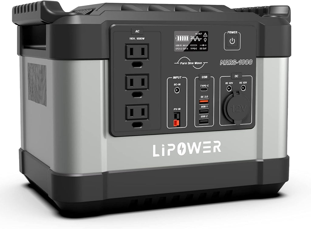 Portable Power Station 1000W 1100Wh Solar Generator with 3 AC Outlet U92244