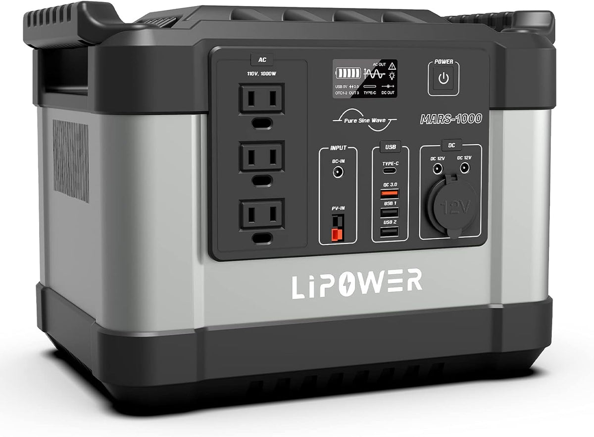Portable Power Station 1000W 1100Wh Solar Generator with 3 AC Outlet U92244