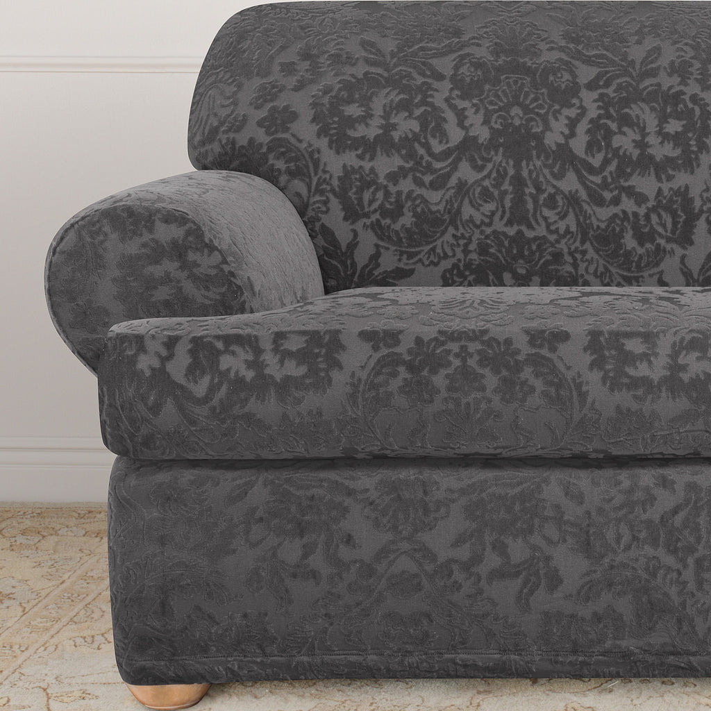 Gray 2 Piece T Cushion Sofa Slipcover P958