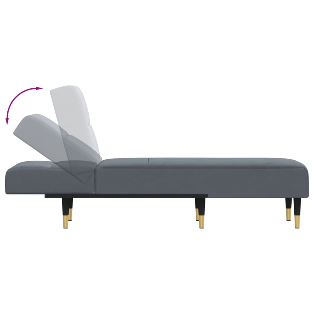 Dark Gray Velvet Chaise Longue X21953