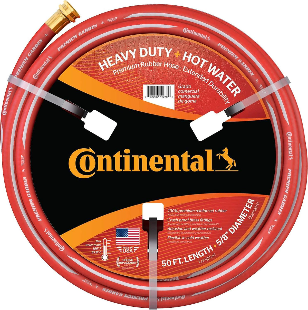 Black Heavy Duty Cold Water Garden Hose, 5/8" ID x 50' Length, Pack of 2 R7888