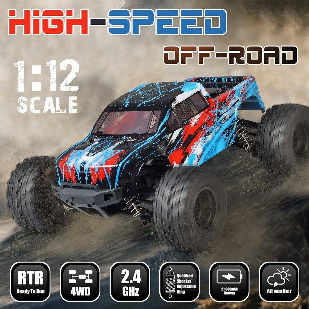 1:12 Scale 4x4 Off Road RC Monster Truck with 2 Rechargeable Batteries A9305
