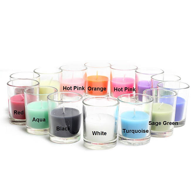 96 Pcs Aqua Round Glass Votive Candles R462223