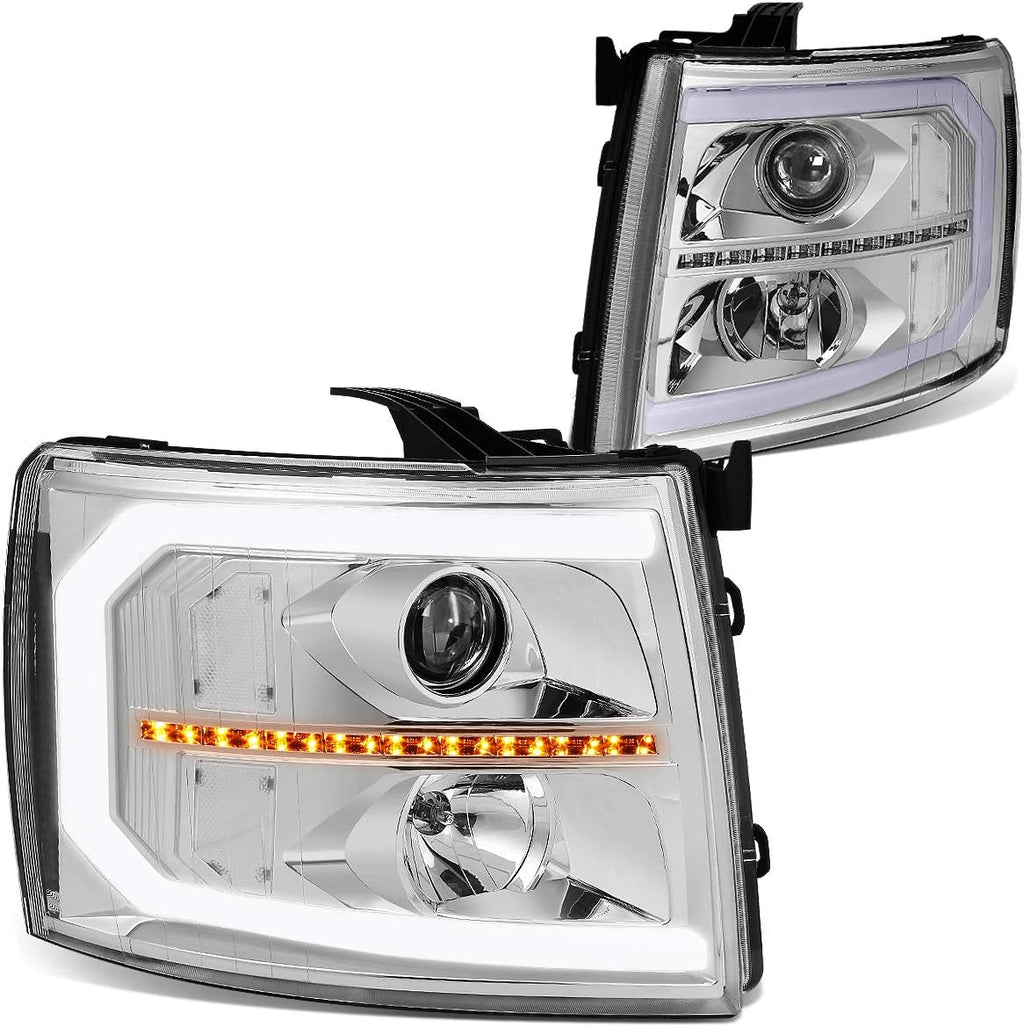 Smoke Lens LED Projector Headlights Assembly for Chevy Silverado Z444