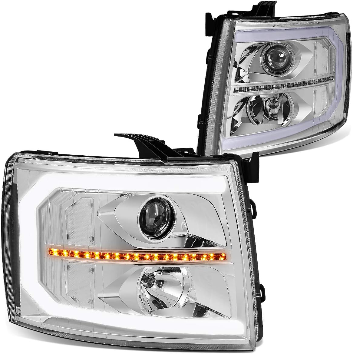 Smoke Lens LED Projector Headlights Assembly for Chevy Silverado Z444