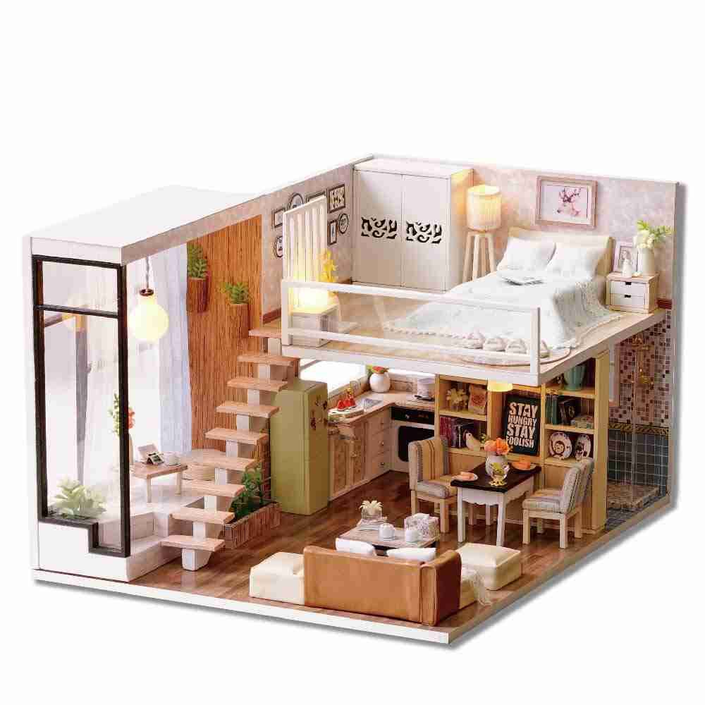 Wooden DIY Dollhouse Kit with Furniture, 1:24 Scale N109138