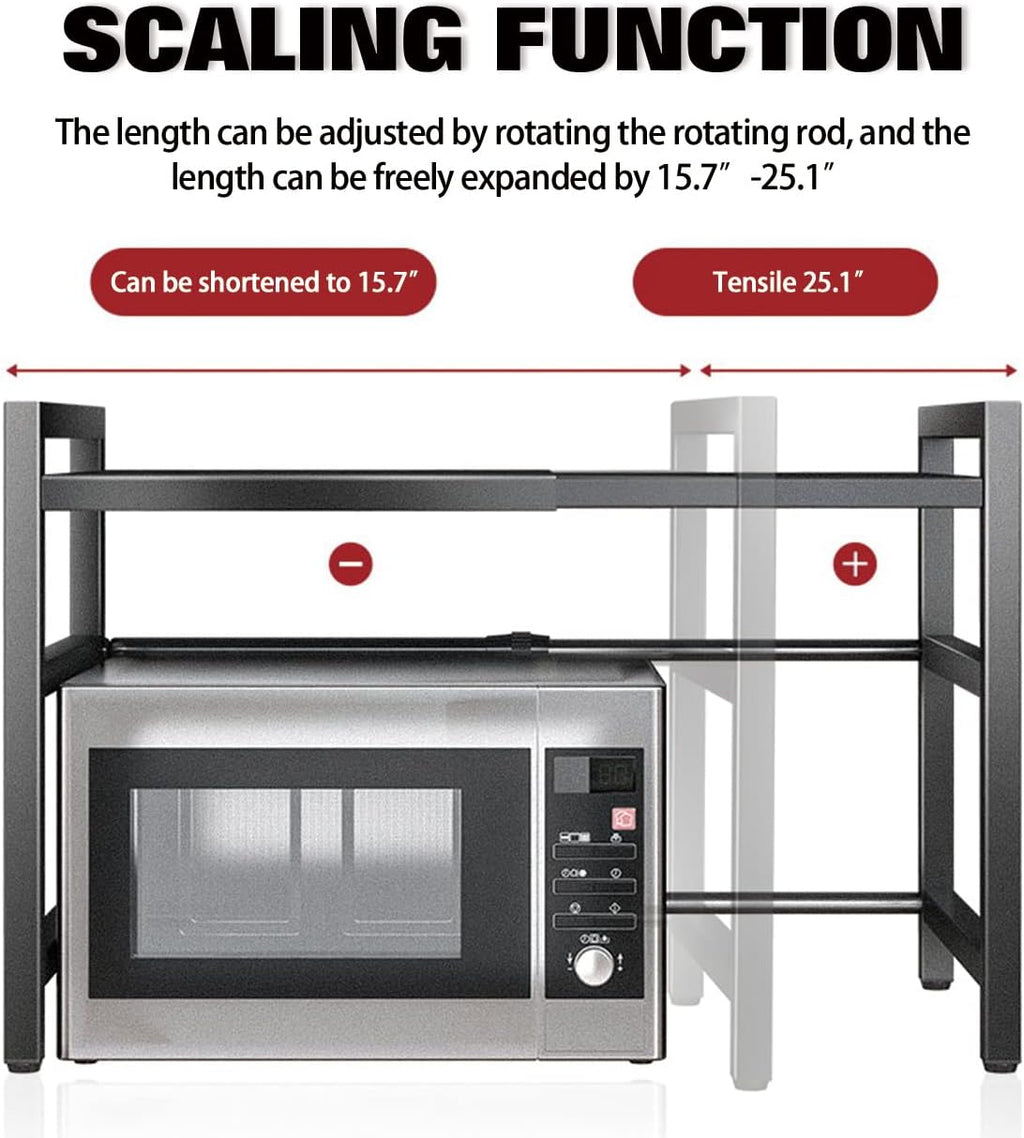 Adjustable Microwave Oven Rack Shelf, Expandable, Black, Pack of 2 F4152