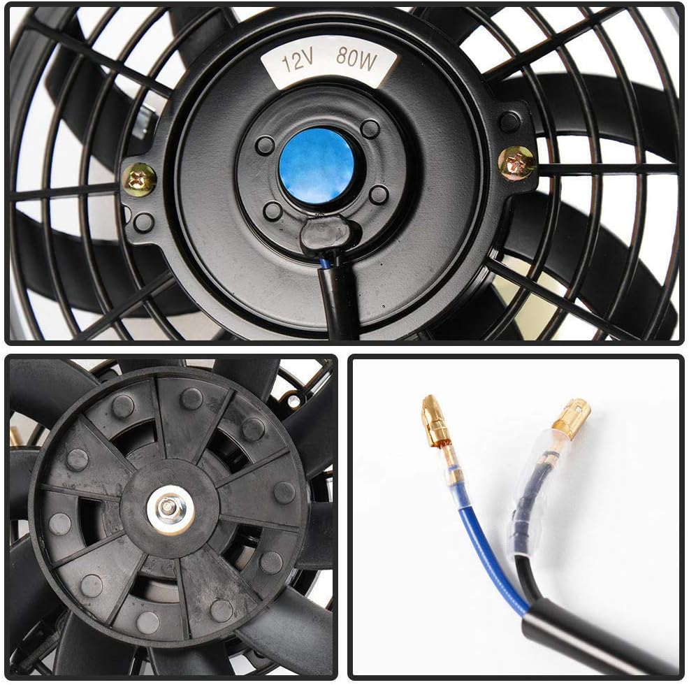 12V Slim Electric Cooling Radiator Fan with Fan Mounting Kit 9" 2-Pack I394436