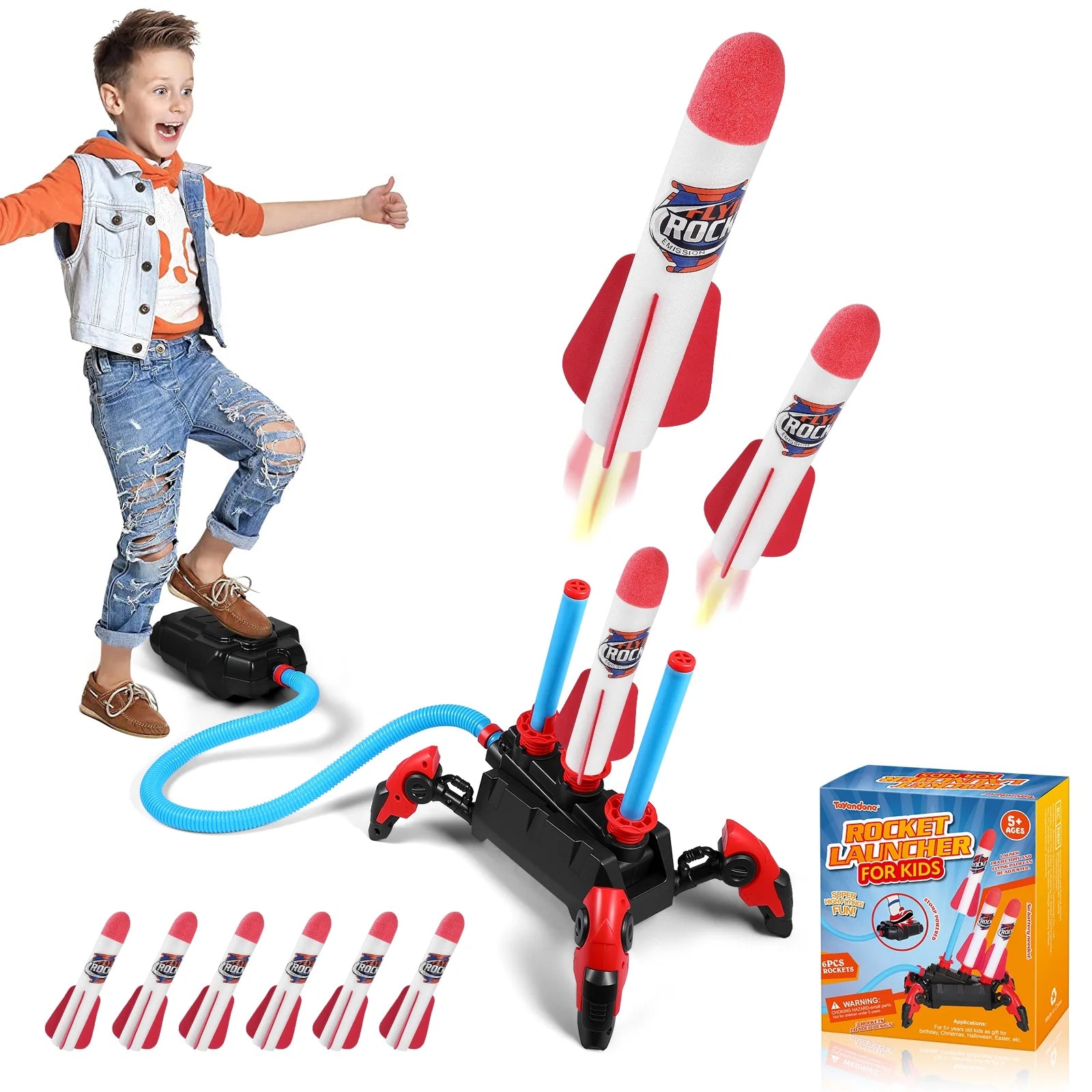 1 Set Outdoor Rocket Launcher Toy Foam Rockets X29760