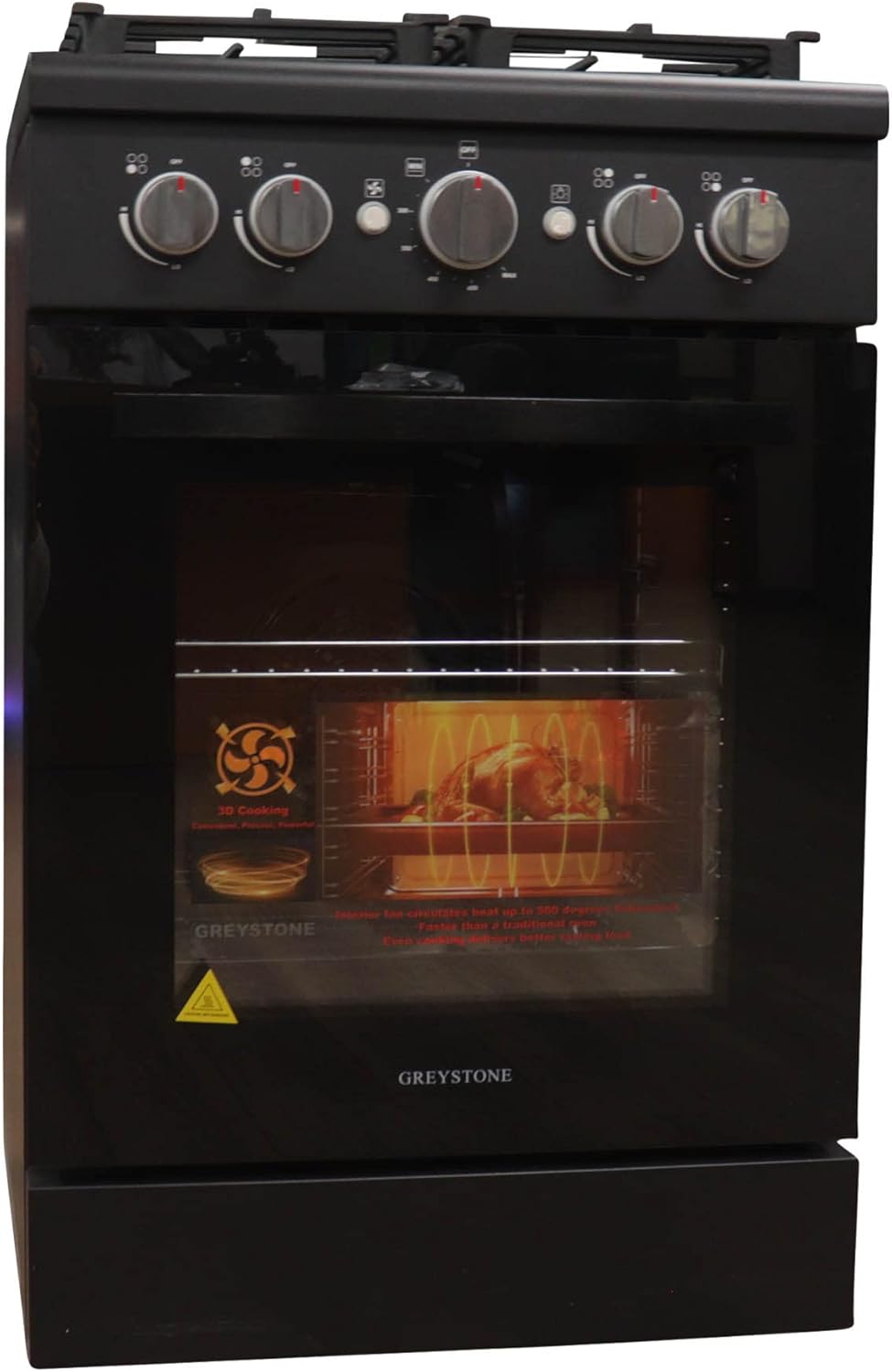 24 Inch Slide-In RV Gas Range with Oven, 4 Burners, Black D8858