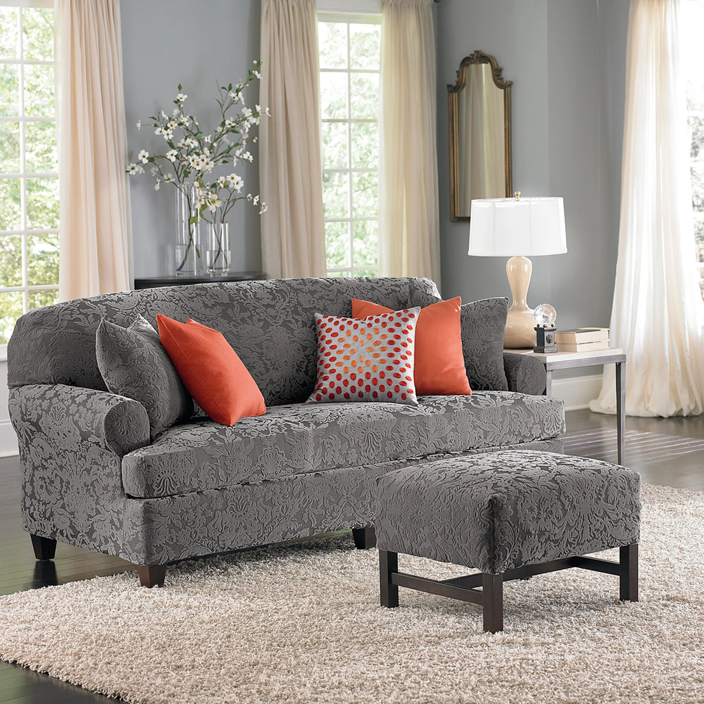 Gray 2 Piece T Cushion Sofa Slipcover P958