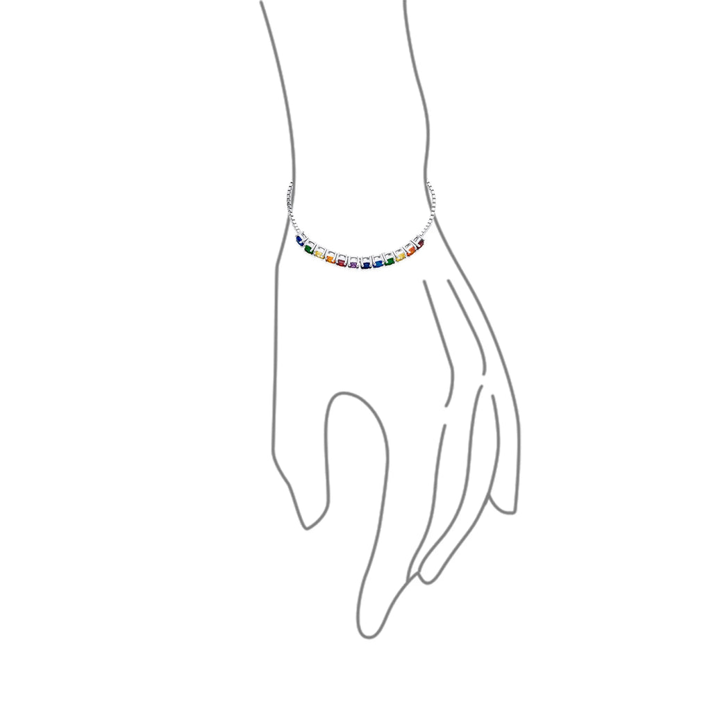 Multicolor CZ Tennis Bracelet Sterling Silver U237
