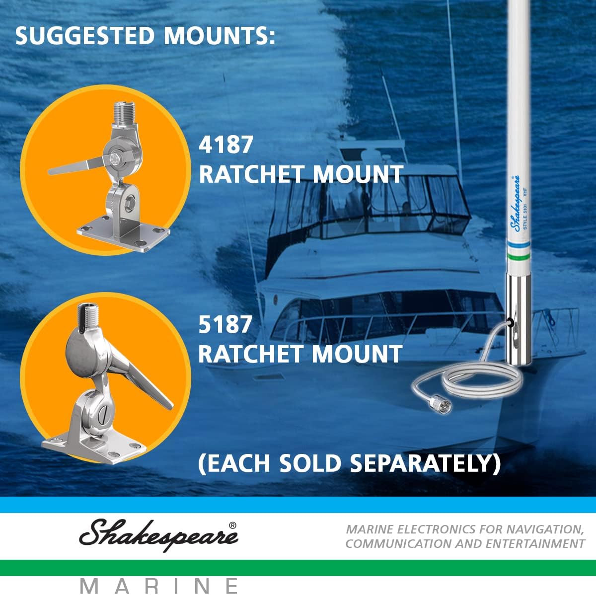 Centennial White 8' VHF Marine Antenna Pack of 2 L766