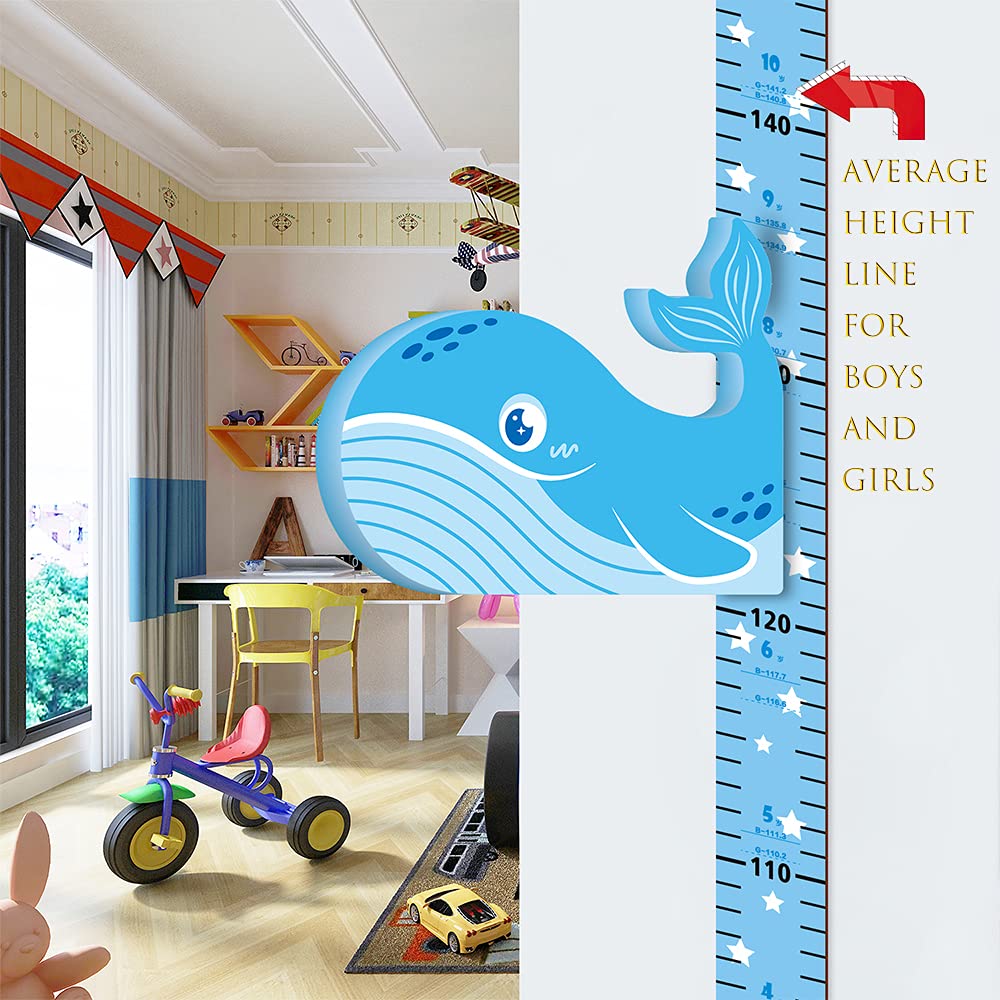 3D Dolphin Kids Measuring Chart with Average Height Line X470
