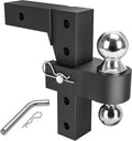 Adjustable Trailer Hitch Ball Mount, 2-Inch Receiver, 6-Inch Drop, Forged Aluminum Shank, 2'' & 2-5/16'' Combo Tow Balls, Stainless Steel Pins, Blue G97920