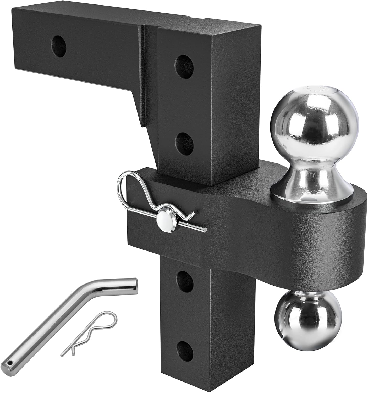 Adjustable Trailer Hitch Ball Mount, 2-Inch Receiver, 6-Inch Drop, Forged Aluminum Shank, 2'' & 2-5/16'' Combo Tow Balls, Stainless Steel Pins, Blue G97920