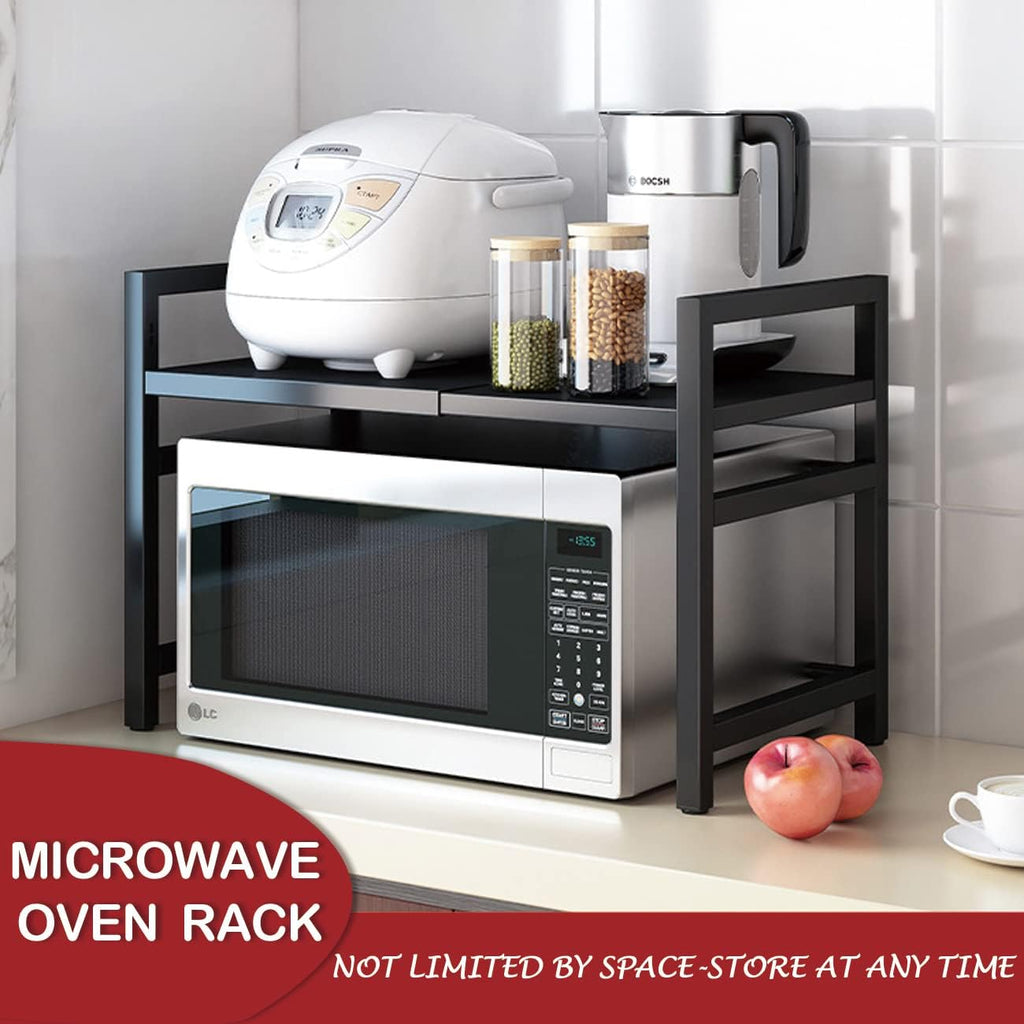 Adjustable Microwave Oven Rack Shelf, Expandable, Black, Pack of 2 F4152