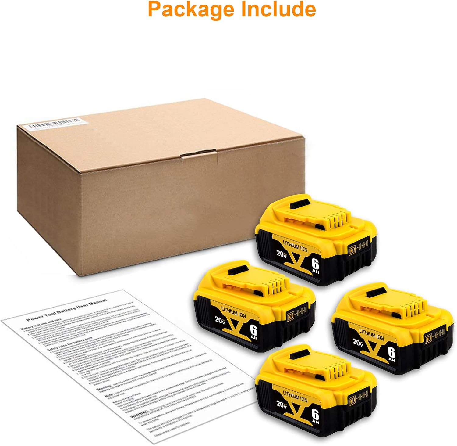 4 Packs 6.0Ah DCB206 Battery Compatible with Dewalt 20V Max Lithium Q95266