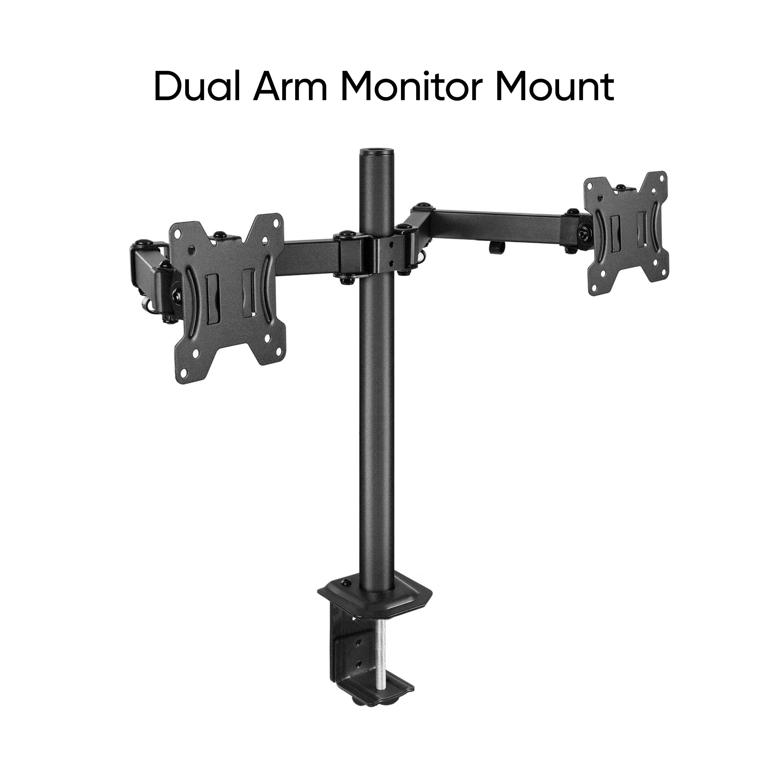Full Motion Dual Monitor Desk Mount, Fits 2 Screens up to 27 Inches, VESA R613