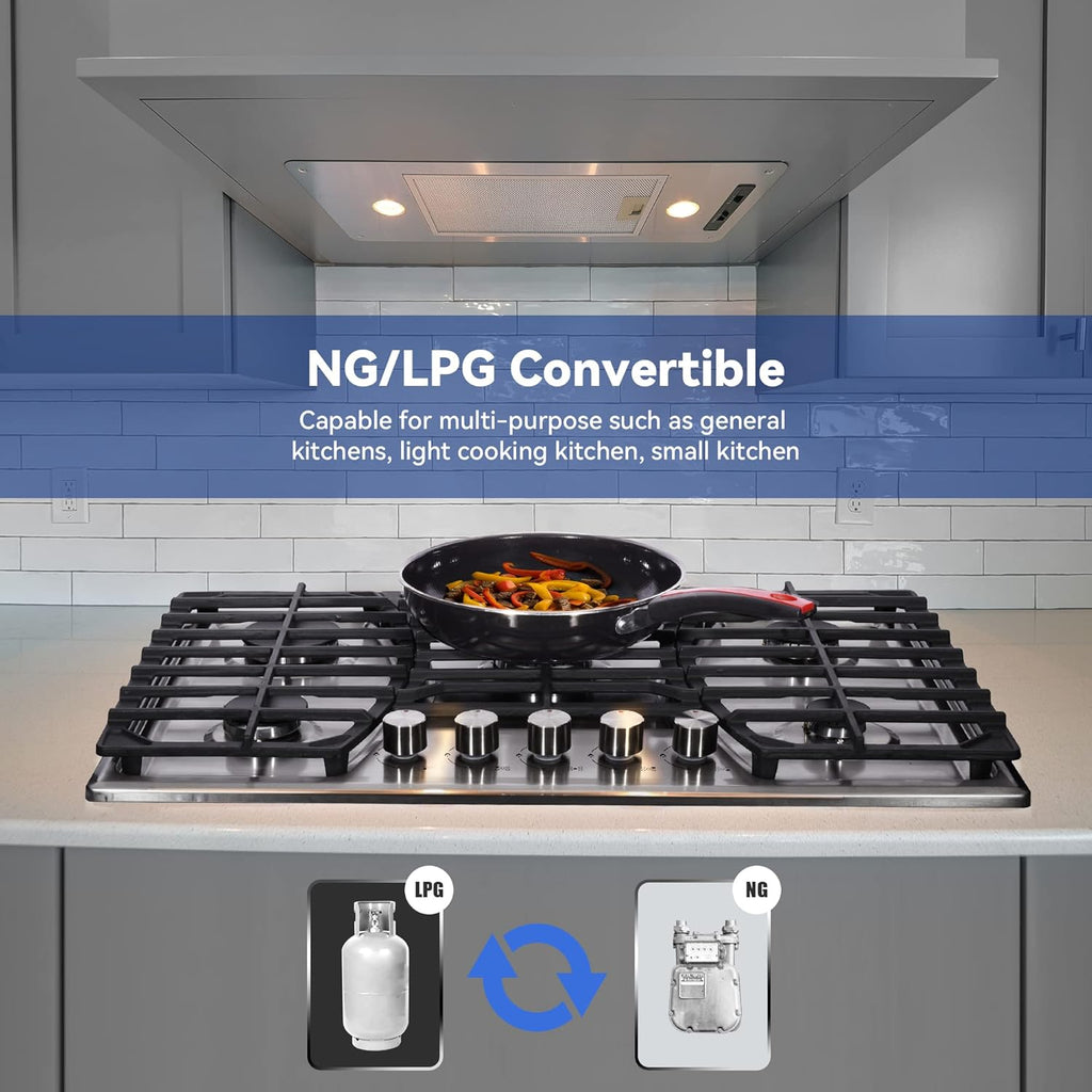 30 Inch Stainless Steel Gas Cooktop with 5 Sealed Burners J440765