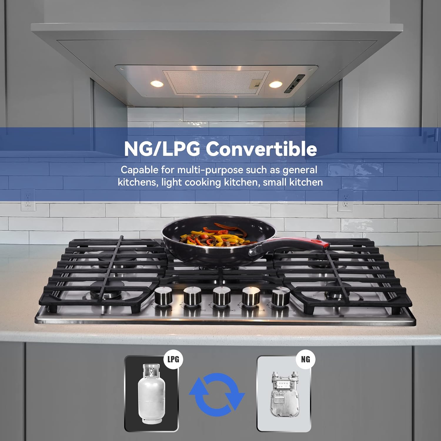 30 Inch Stainless Steel Gas Cooktop with 5 Sealed Burners J440765