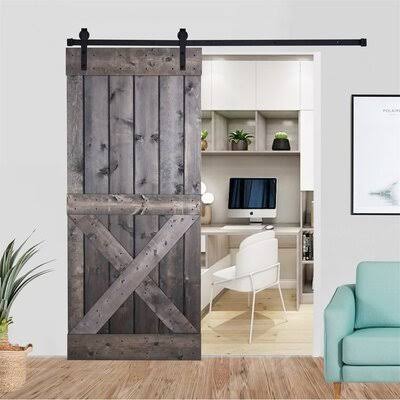Espresso Paneled Wood Barn Door with Installation Hardware Kit U254