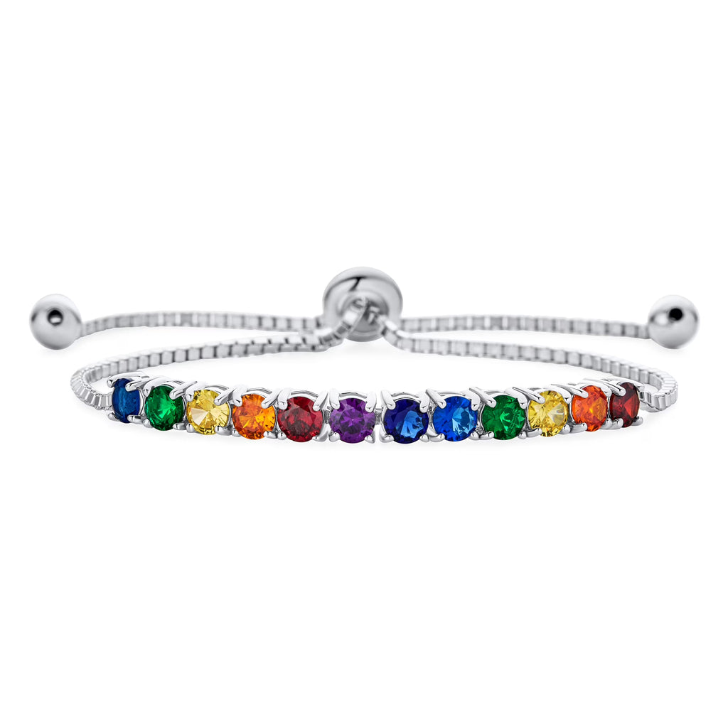 Multicolor CZ Tennis Bracelet Sterling Silver U237
