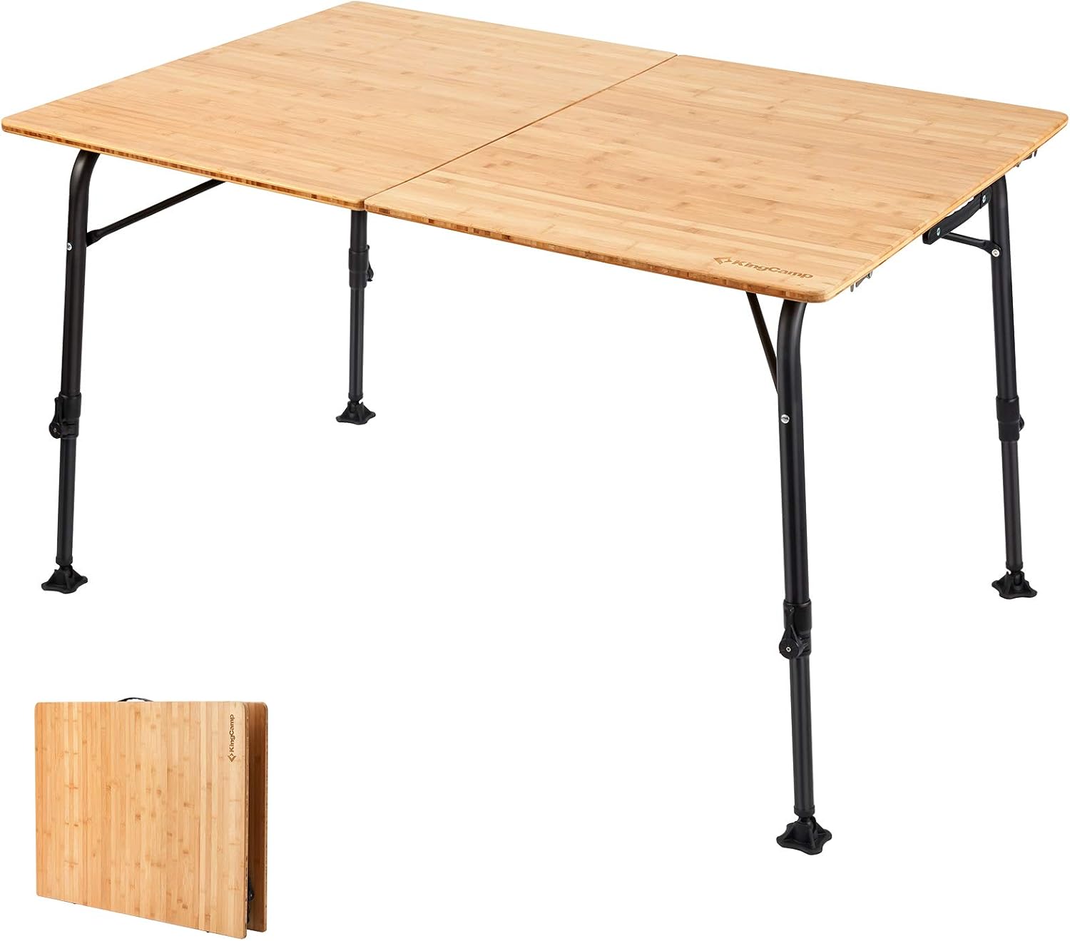 Bamboo Folding Table with 4-Folds Aluminum Frame Camping Table in Carry Bag A5894