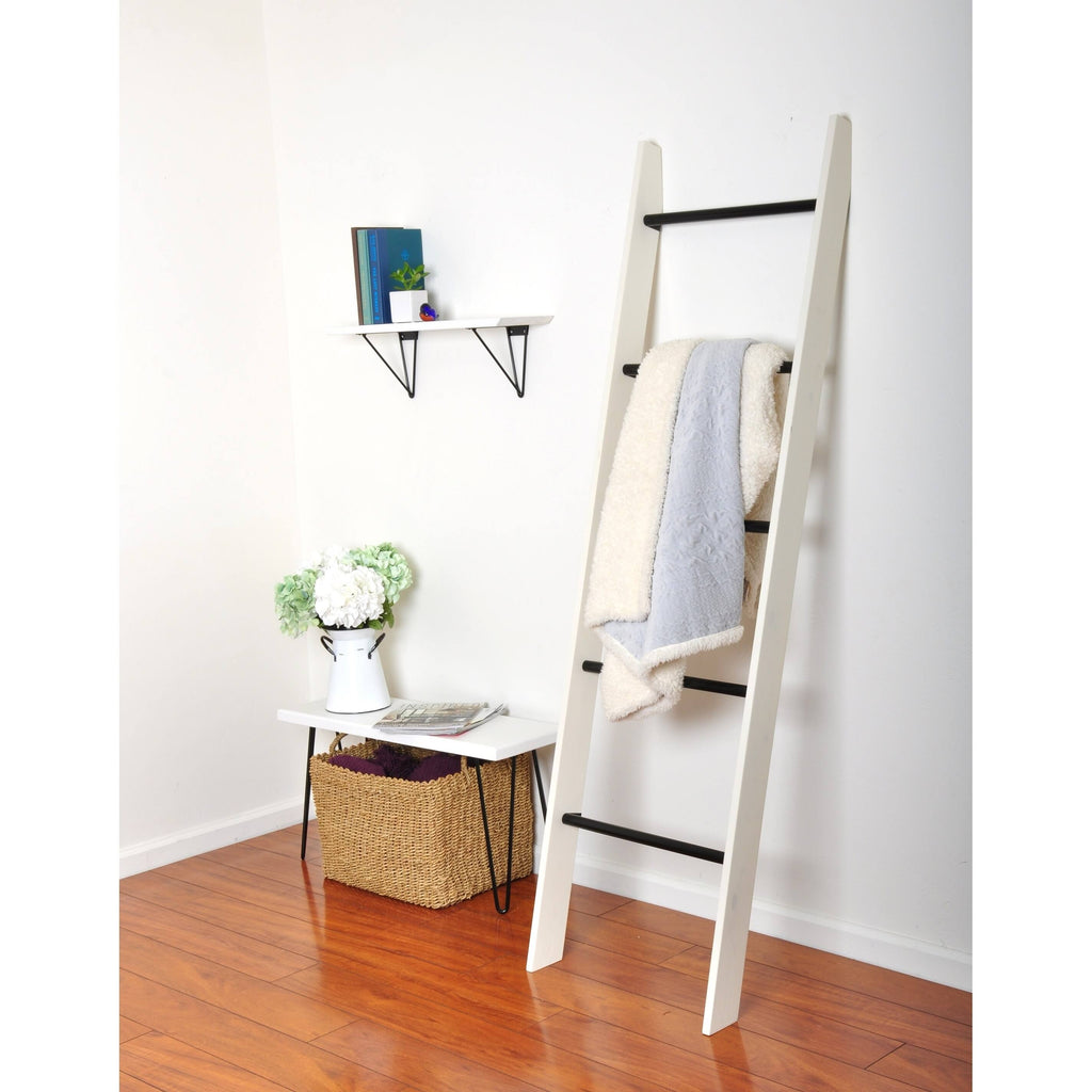 White Washed Wood Bracket Shelf U592