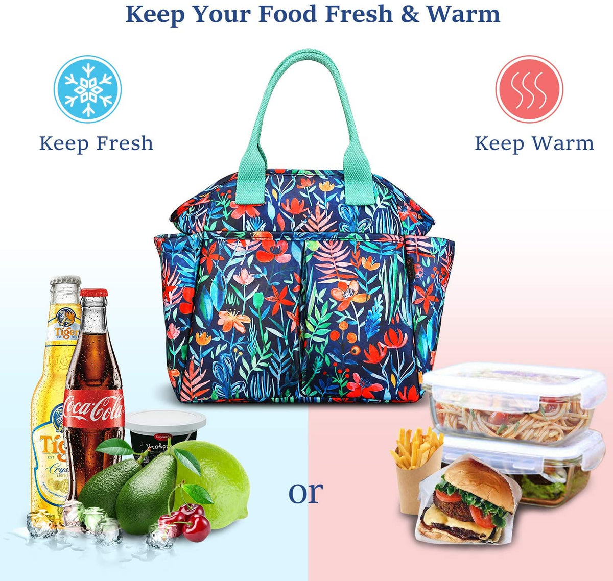 Insulated Lunch Bag with Front/Side Pockets D406330