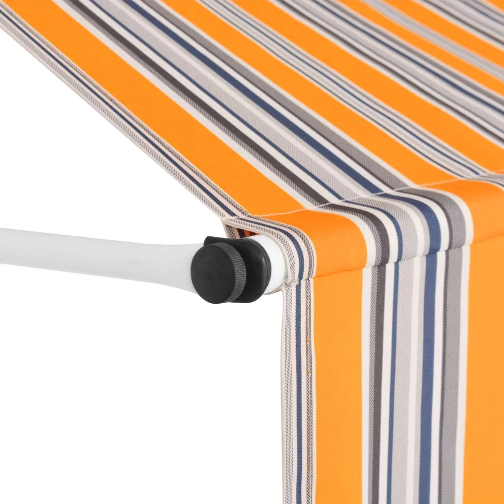 Yellow and Blue Stripes Manual Retractable Awning V51251