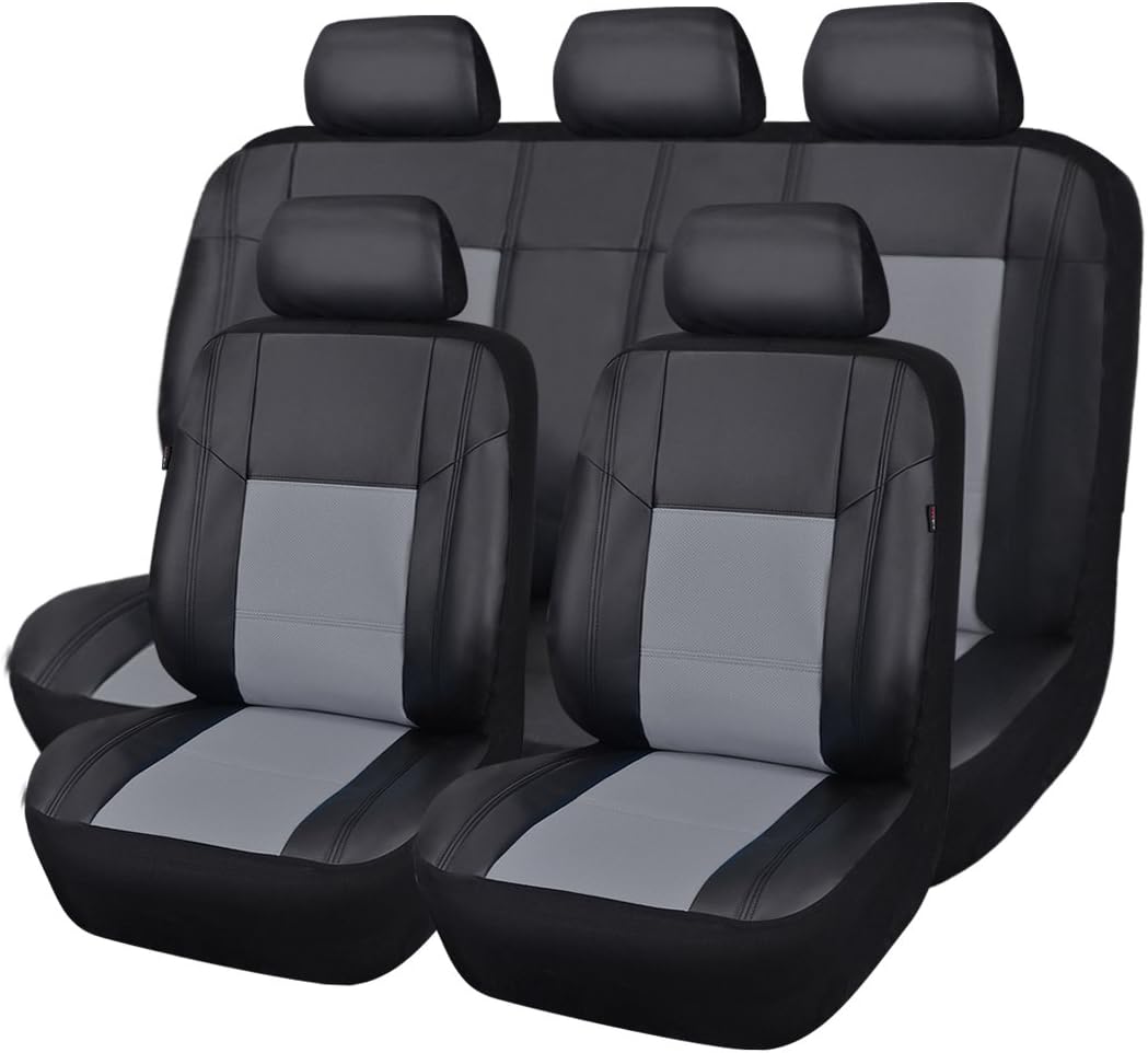 11PCS PU Leather Universal Seat Covers Set (Dark Gray) B552162