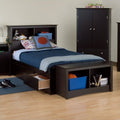 Black Twin XL Bookcase Platform Storage Bed C902