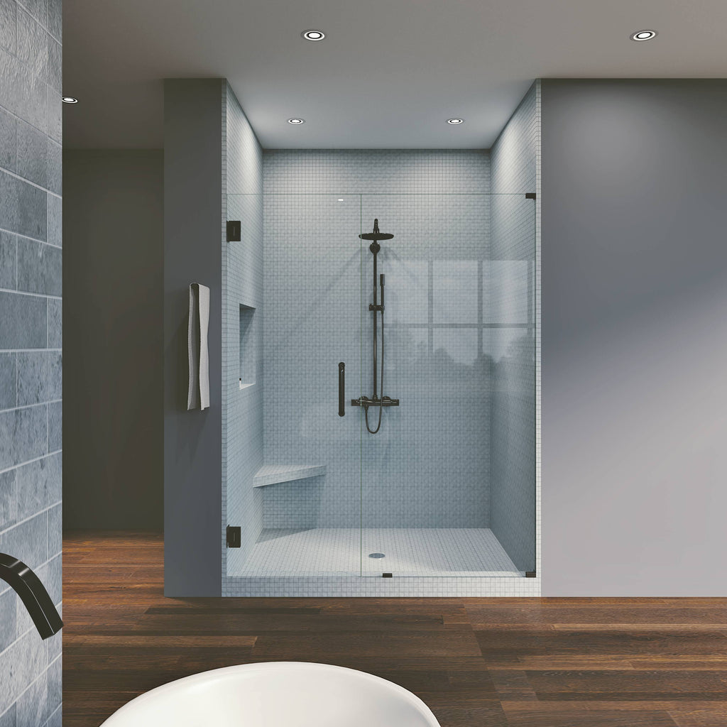 Matte Black Frameless Hinged Shower Door S44811