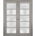Sliding French Double Pocket Doors 36 x 80 inches Frosted Glass Solid Wood B859841