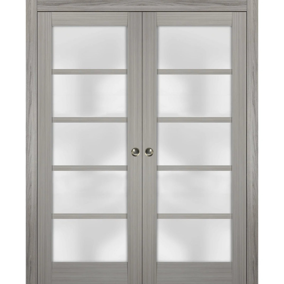 Sliding French Double Pocket Doors 36 x 80 inches Frosted Glass Solid Wood B859841