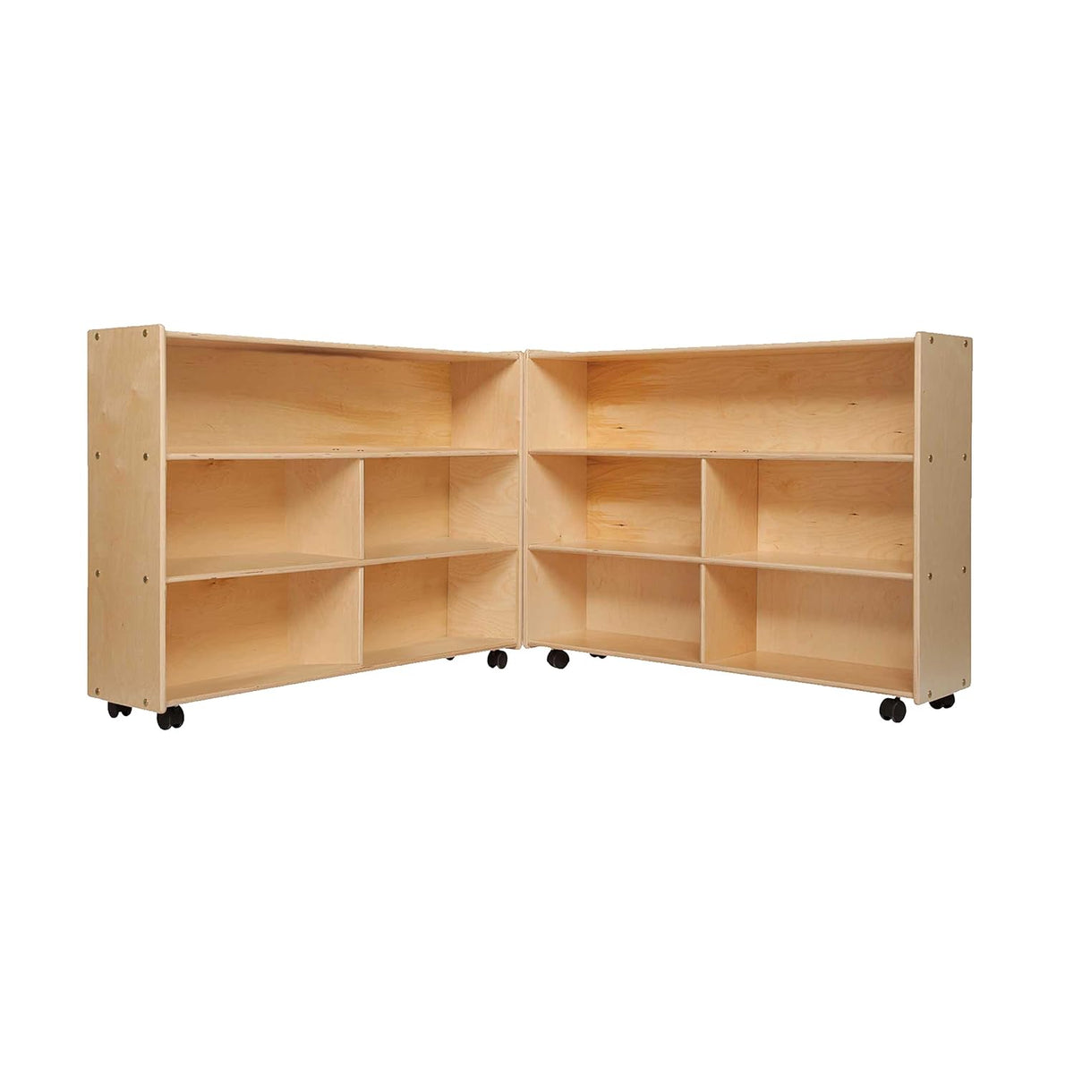 Natural Wood Finish Mobile Folding Toy Organizer Bookcase Storage Unit B213