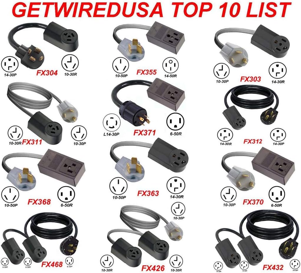 10-30P Male 3-Pin Plug To 10-50R Female 3-Prong Receptacle Adapter H93849